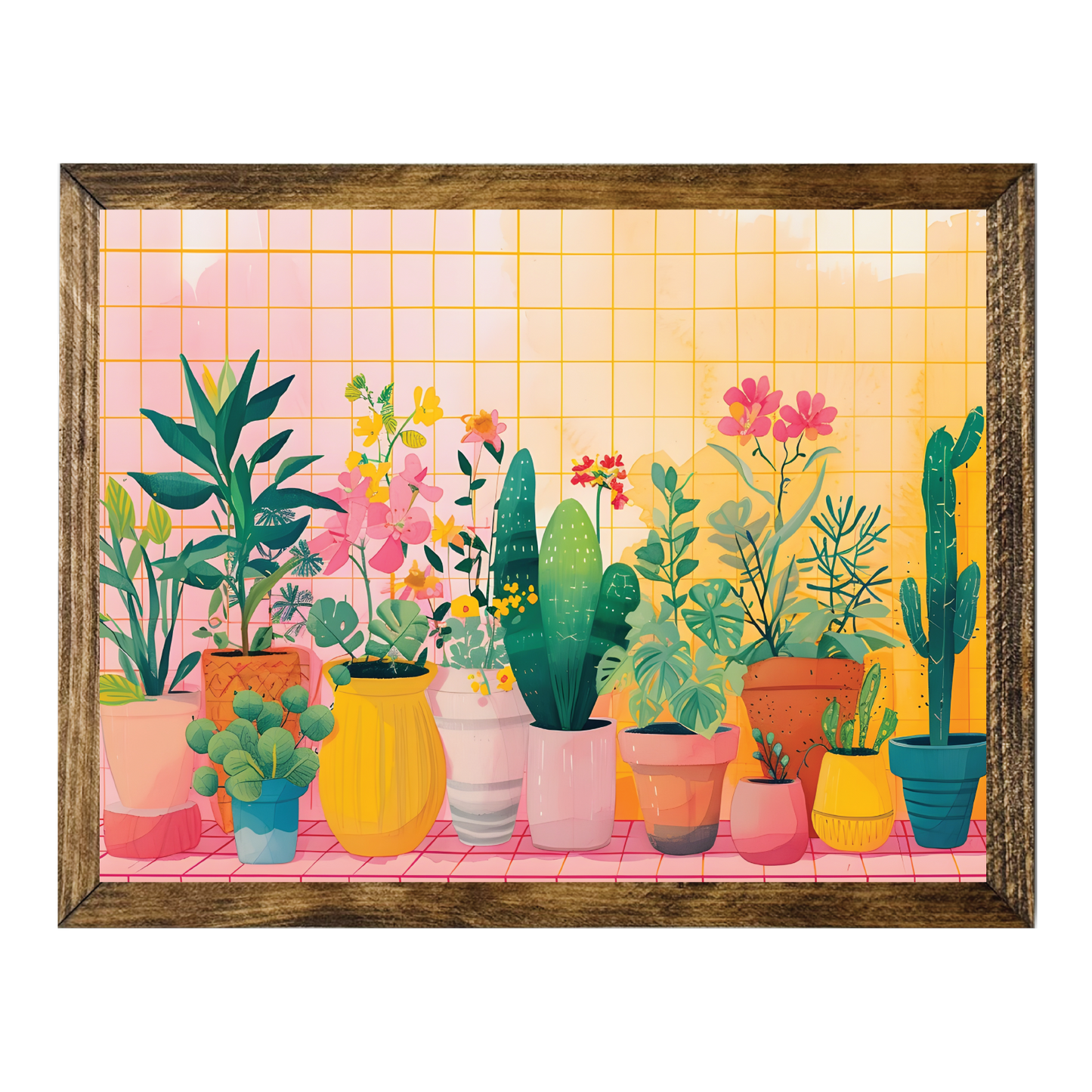 ARTISTIC SERIES TIMBERLAND-ABSTRACT GEOMETRIC POTTED CACTI 2
