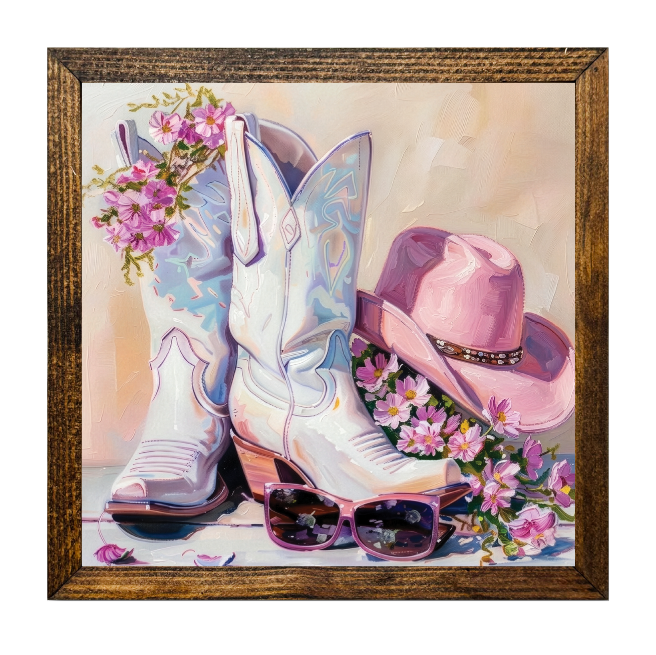 TIMBERLAND FRAME PREPPY COWGIRL BOOTS AND PINK HAT