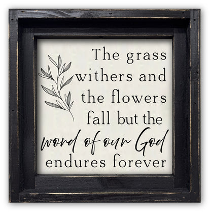 FRAMED CANVAS WORD OF OUR GOD ENDURES FOREVER