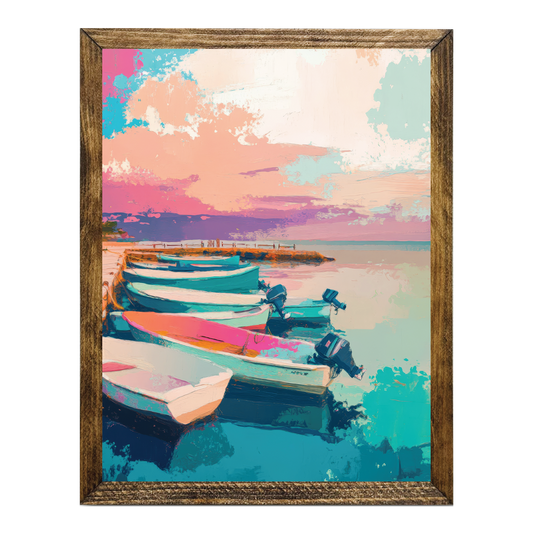 ARTISTIC SERIES TIMBERLAND-MODERN PASTEL BOATS AND PIER