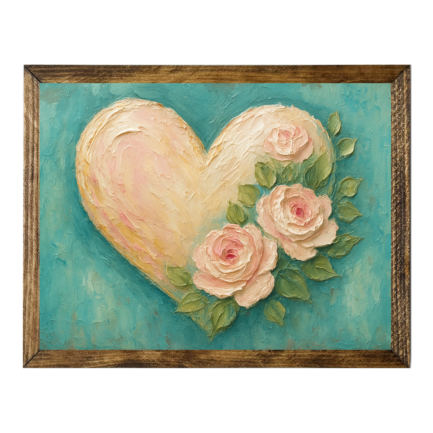 ARTISTIC SERIES TIMBERLAND-TEAL PINK HEART FLORAL PAINTING