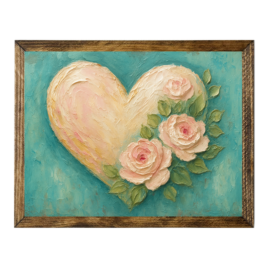 ARTISTIC SERIES TIMBERLAND-TEAL PINK HEART FLORAL PAINTING