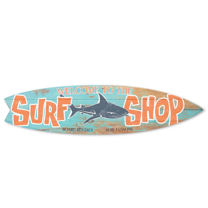 MINI 23" SURF BOARD WALL ACCENT SHARK SURF SHOP