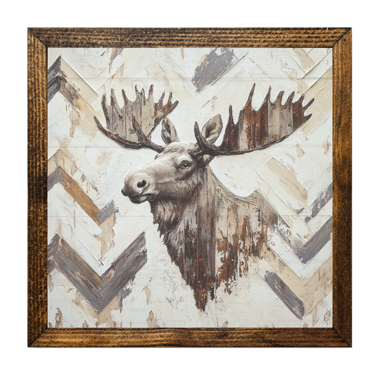 ARTISTIC SERIES TIMBERLAND-MOOSE WOOD ART PAINTING
