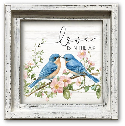 FRAMED CANVAS LOVEBIRDS LOVE IS IN THE AIR
