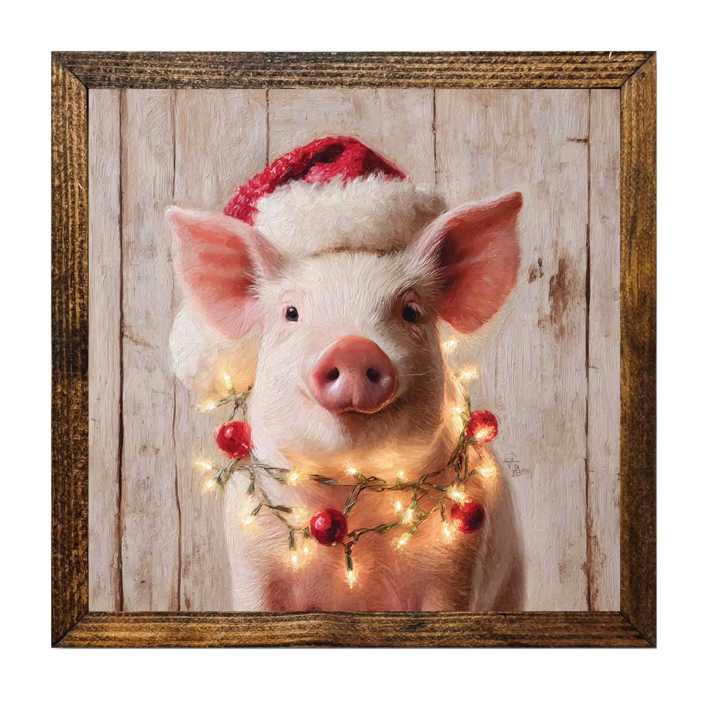 TIMBERLAND FRAME CHRISTMAS PIG COVERED IN LIGHTS 1