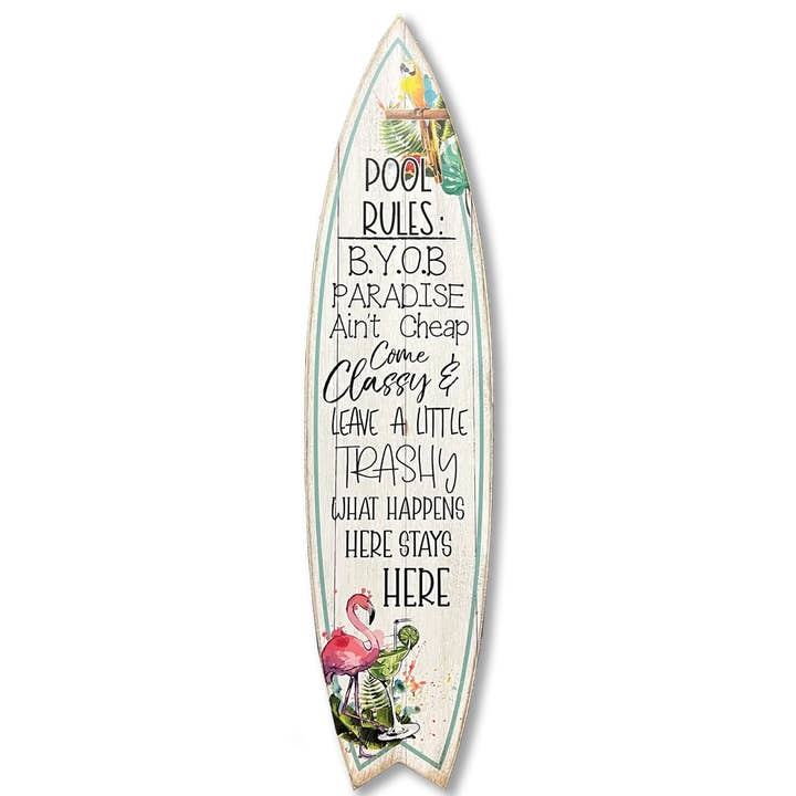 MINI 23" SURF BOARD WALL ACCENT POOL RULES