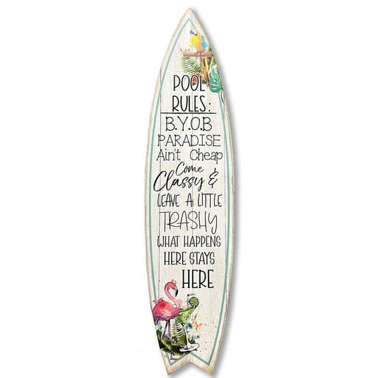 MINI 23" SURF BOARD WALL ACCENT POOL RULES