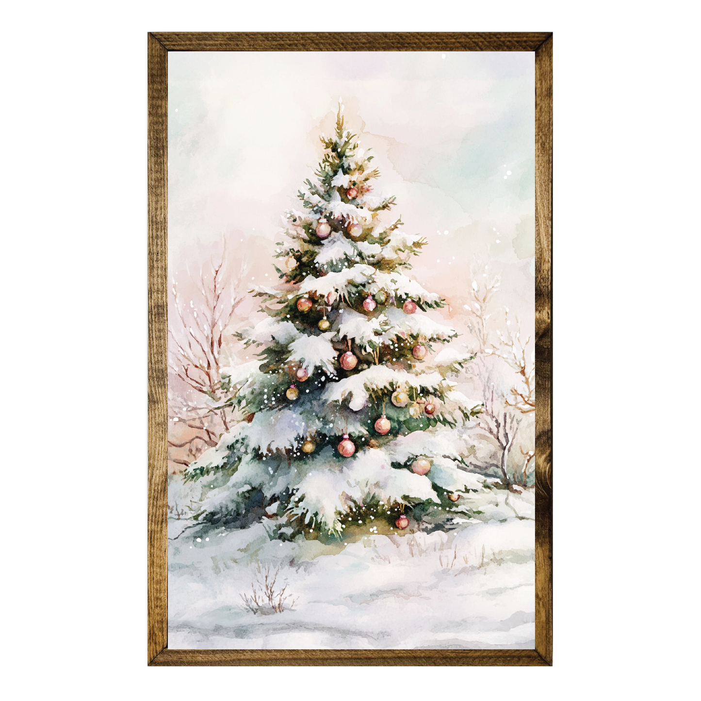 ARTISTIC SERIES TIMBERLAND- WATERCOLOR PASTEL SNOWY TREE