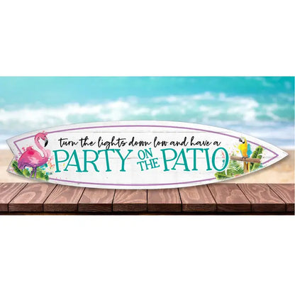 SURF BOARD WALL ACCENT PARTY ON THE PATIO