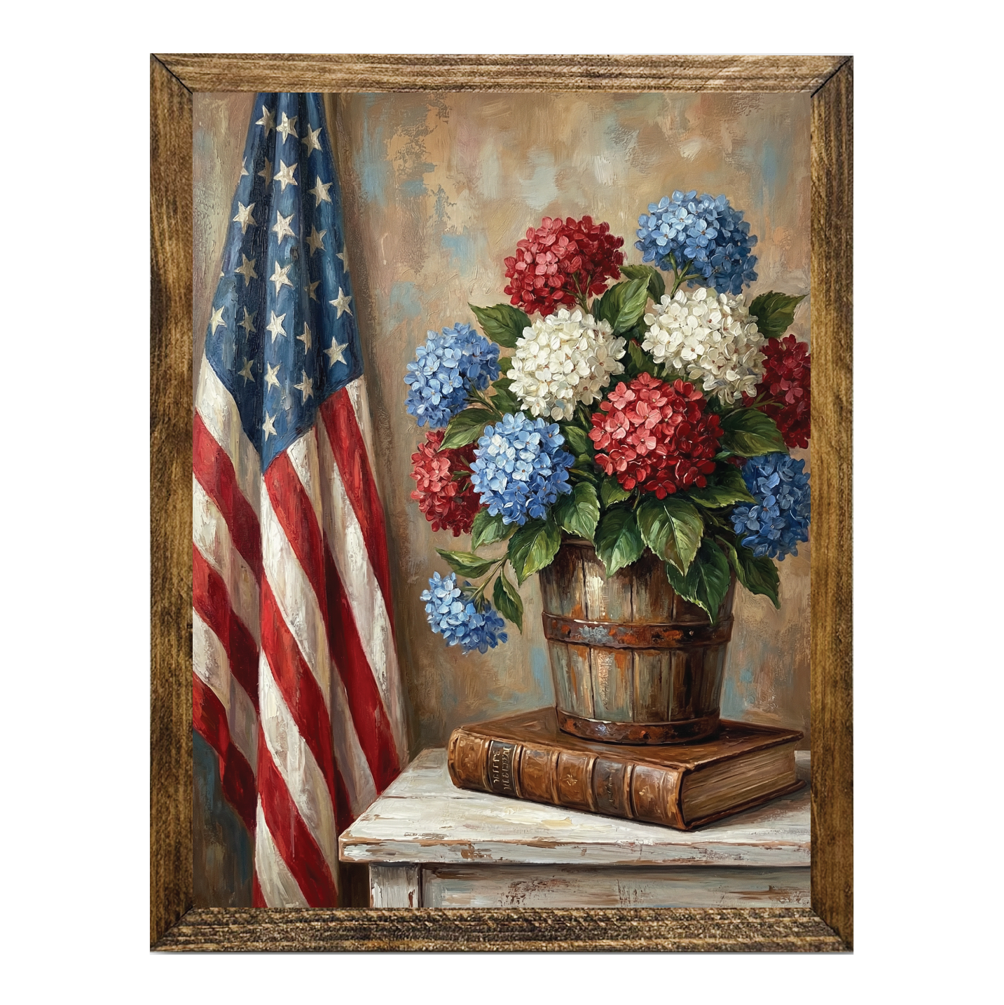 TIMBERLAND FRAME AMERICAN FLAG RED WHITE BLUE FLOWERS
