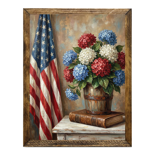 TIMBERLAND FRAME AMERICAN FLAG RED WHITE BLUE FLOWERS