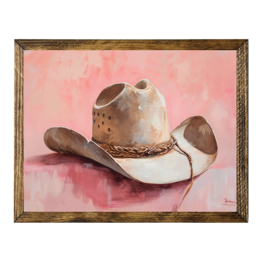 PRETTY IN PINK COWGIRL SERIES-COWGIRL HAT PINK ART
