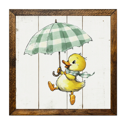 TIMBERLAND FRAME CUTE DUCK WITH GREEN UMBRELLA
