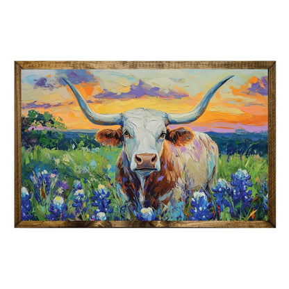 TIMBERLAND FRAME COLORFUL LONGHORN WITH BLUEBONNETS