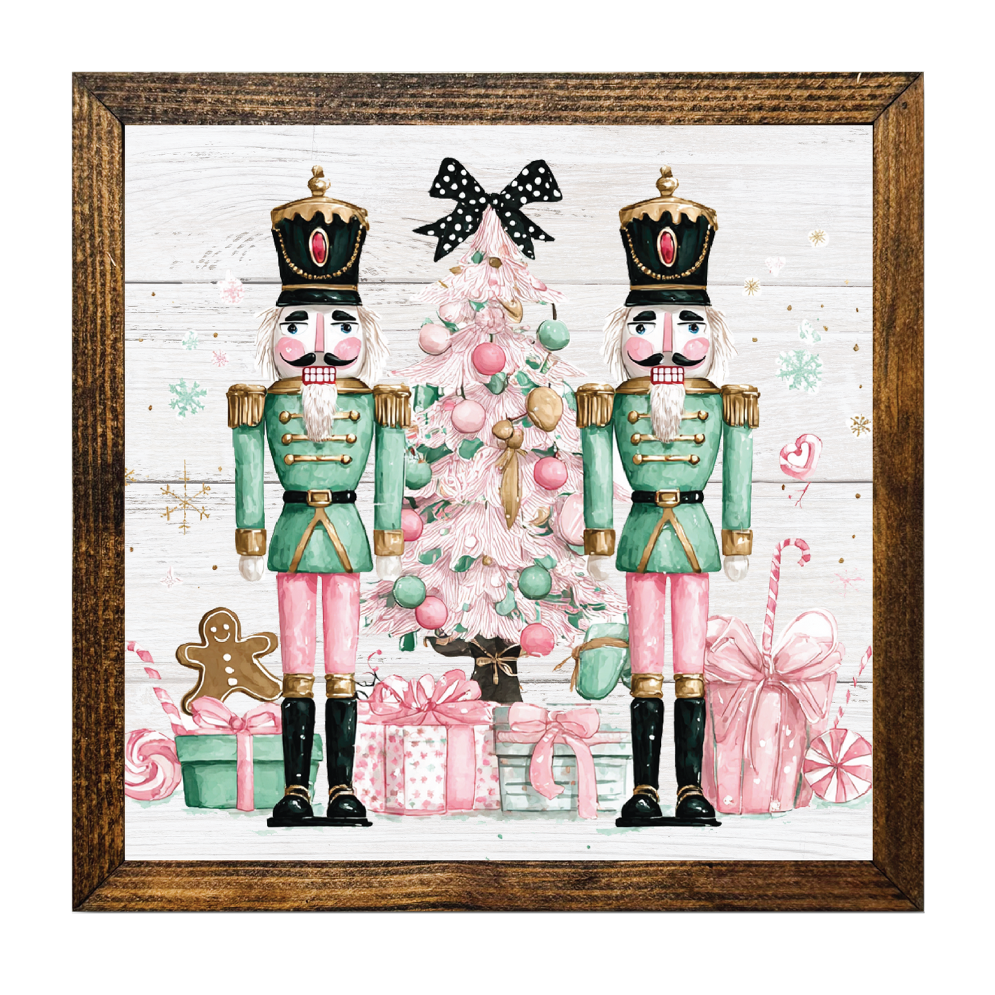 TIMBERLAND FRAME CHRISTMAS NUTCRACKER MINT GREEN PINK TREE