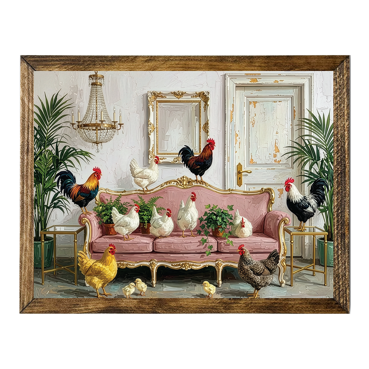 TIMBERLAND FRAME CRAZY CHICKENS EVERYWHERE PINK COUCH 1