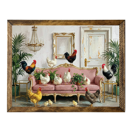 TIMBERLAND FRAME CRAZY CHICKENS EVERYWHERE PINK COUCH 1