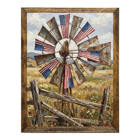 TIMBERLAND FRAME US FLAG PAINTED WIND MILL