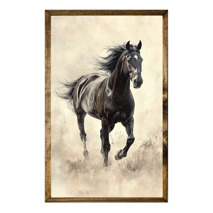 TIMBERLAND FRAME Running Black Stallion – Western Horse