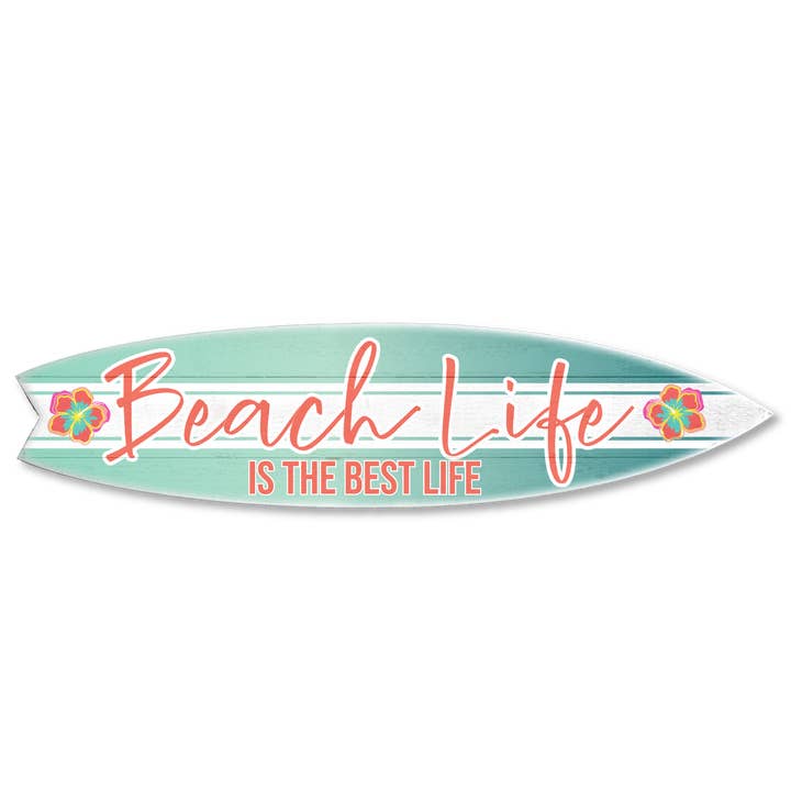 MINI 23" SURF BOARD WALL ACCENT BEACH LIFE BEST HIBISCUS
