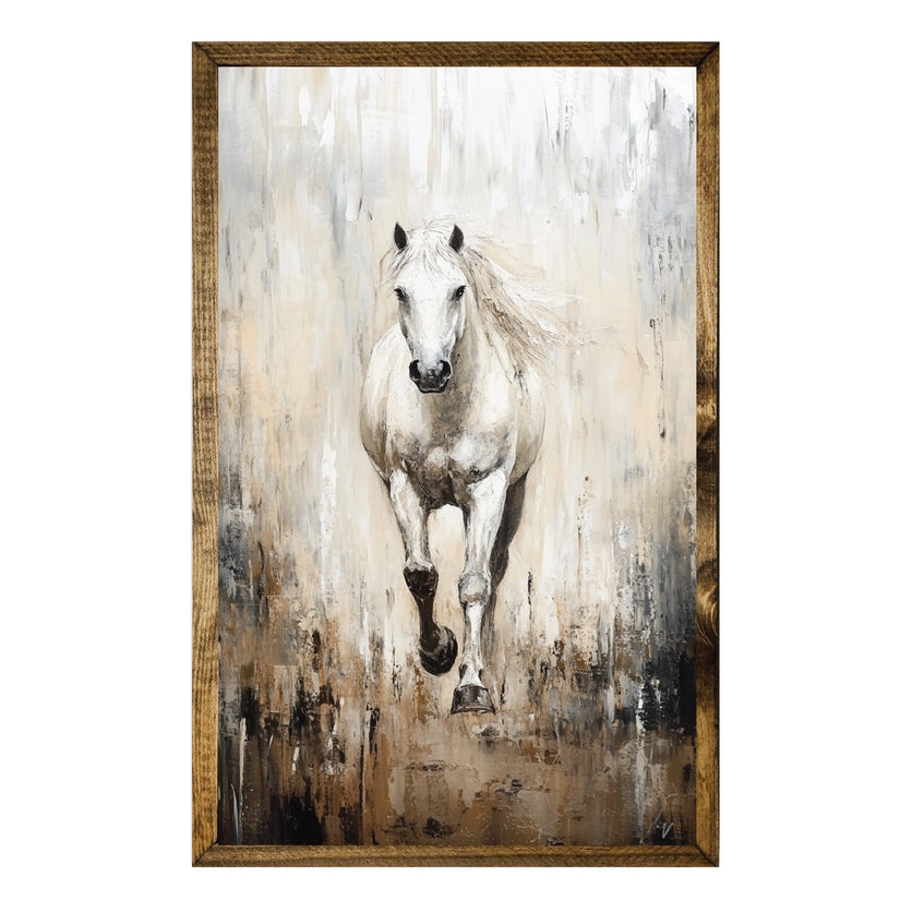 TIMBERLAND FRAME RUNNING WHITE HORSE WESTERN PAINTING PRINT