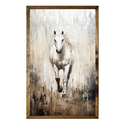TIMBERLAND FRAME RUNNING WHITE HORSE WESTERN PAINTING PRINT