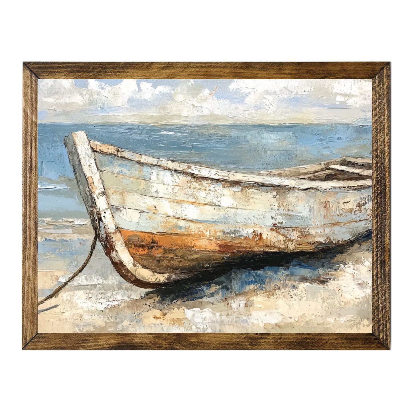 TIMBERLAND FRAME RUSTIC OLD ROWBOAT BY THE SEASIDE