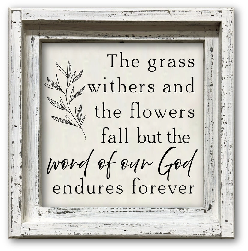 FRAMED CANVAS WORD OF OUR GOD ENDURES FOREVER
