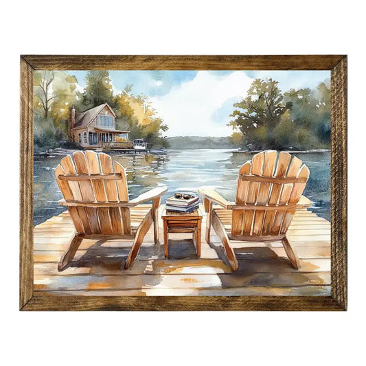 TIMBERLAND FRAME LAKESIDE RELAXATION WITH ADIRONDACK CHAIRS