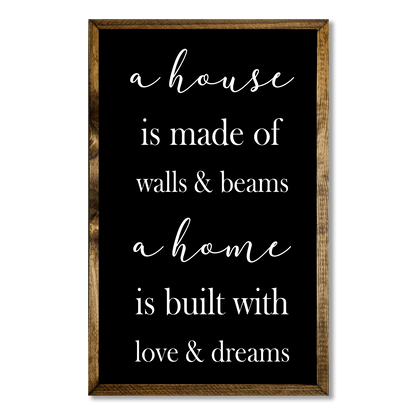 TIMBERLAND FRAME A HOUSE IS MADE OF WALLS BEAMS LOVE DREAMS