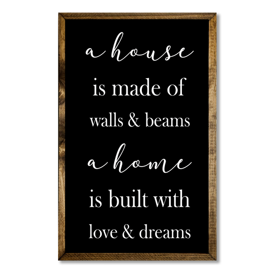 TIMBERLAND FRAME A HOUSE IS MADE OF WALLS BEAMS LOVE DREAMS