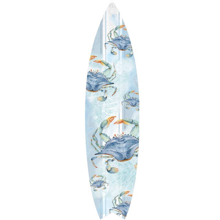 MINI 23" SURF BOARD WALL ACCENT BLE CRAB ART