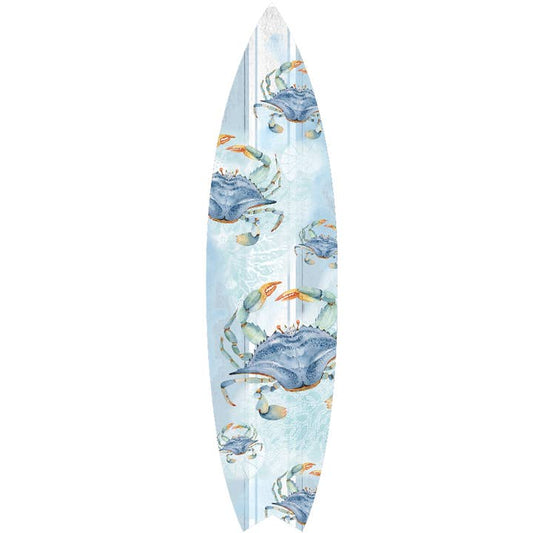 MINI 23" SURF BOARD WALL ACCENT BLE CRAB ART