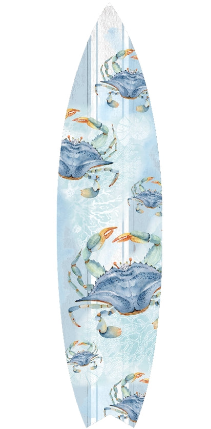 SURF BOARD WALL ACCENT BLUE CRAB ART