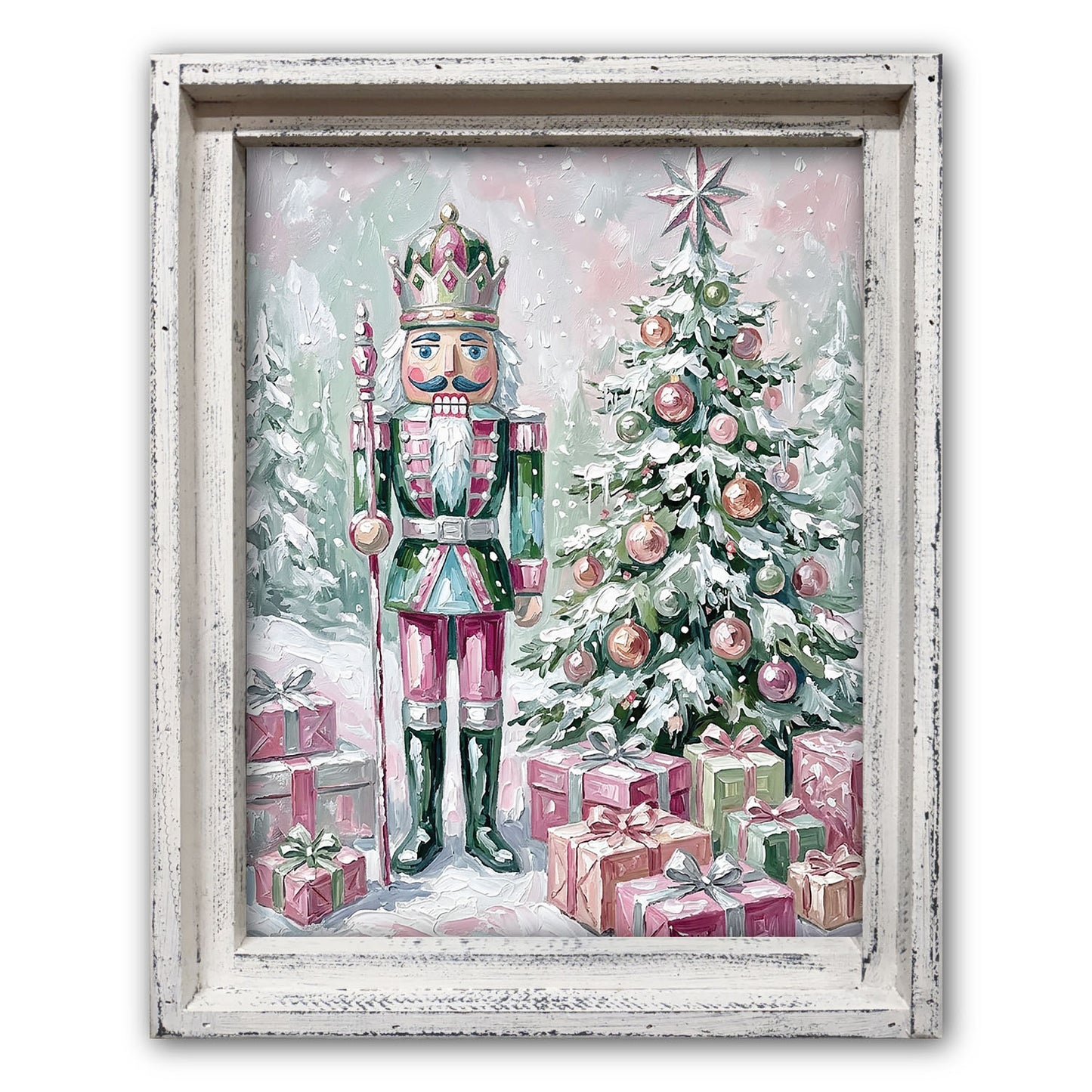 Pastel Nutcracker Christmas Framed Canvas