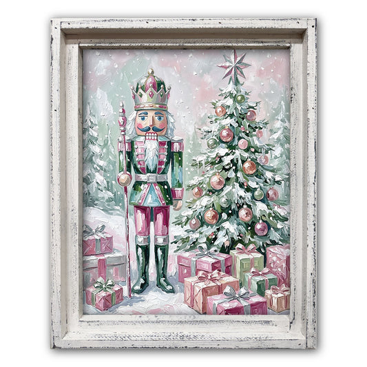 Pastel Nutcracker Christmas Framed Canvas