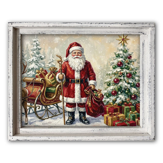 Oil Painting Style Santa Framed Canvas