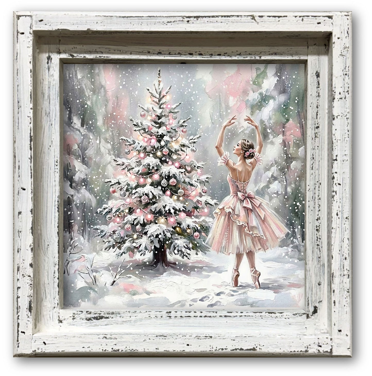 Ballerina Christmas Tree Framed Canvas