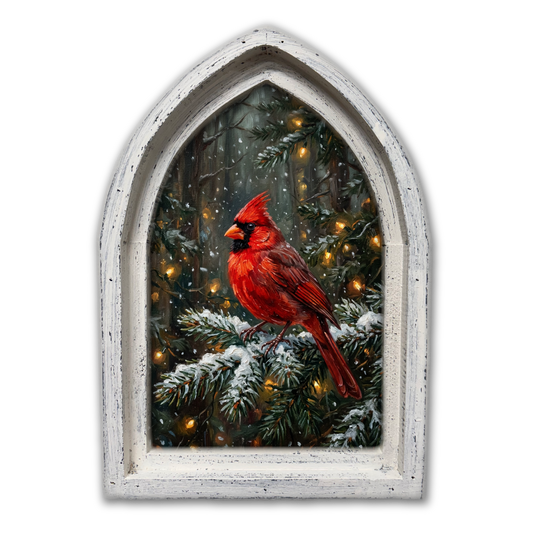 Woodland Christmas Cardinal Framed Canvas