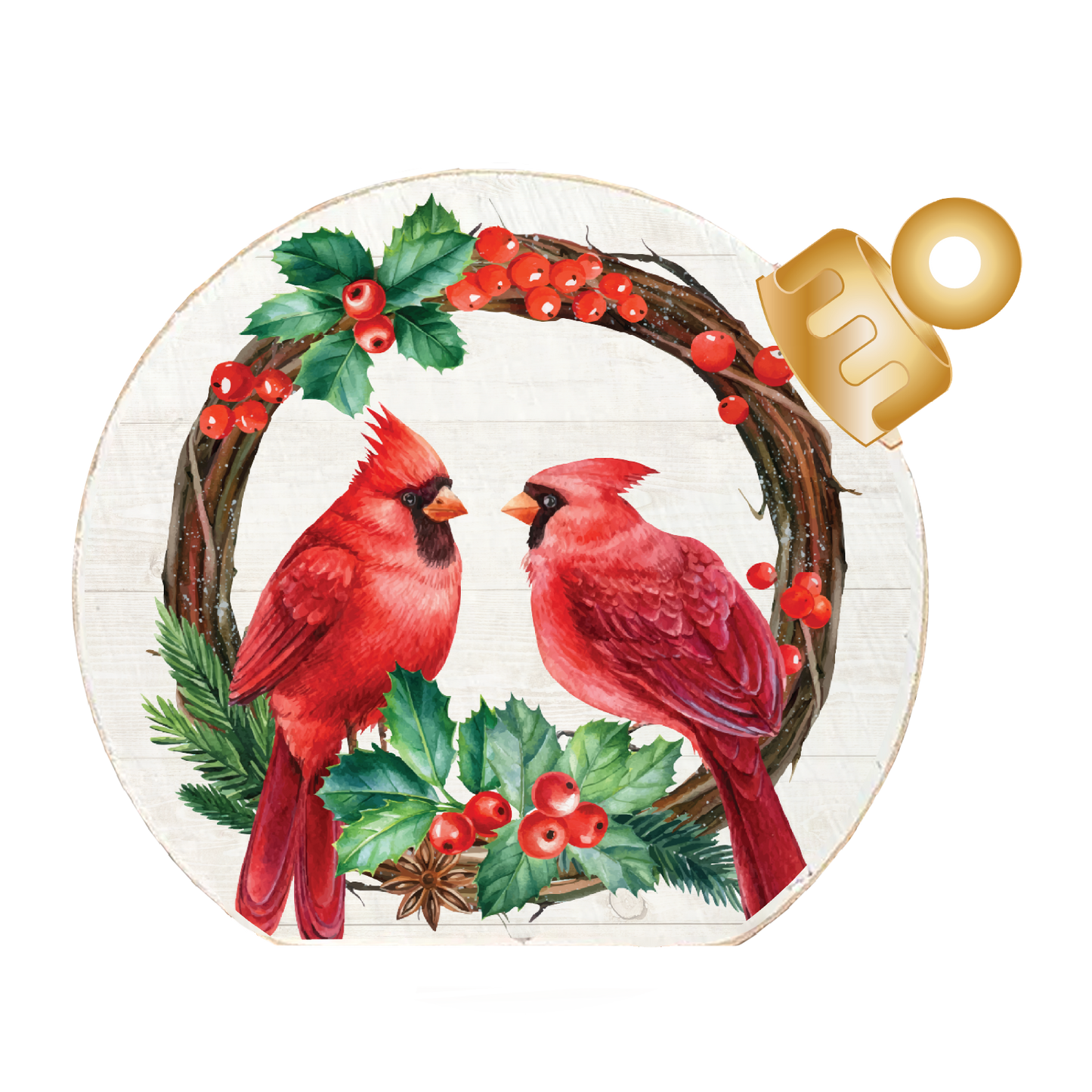 Cardinal Wreath Wood Table Top Sitter