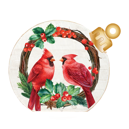Cardinal Wreath Wood Table Top Sitter