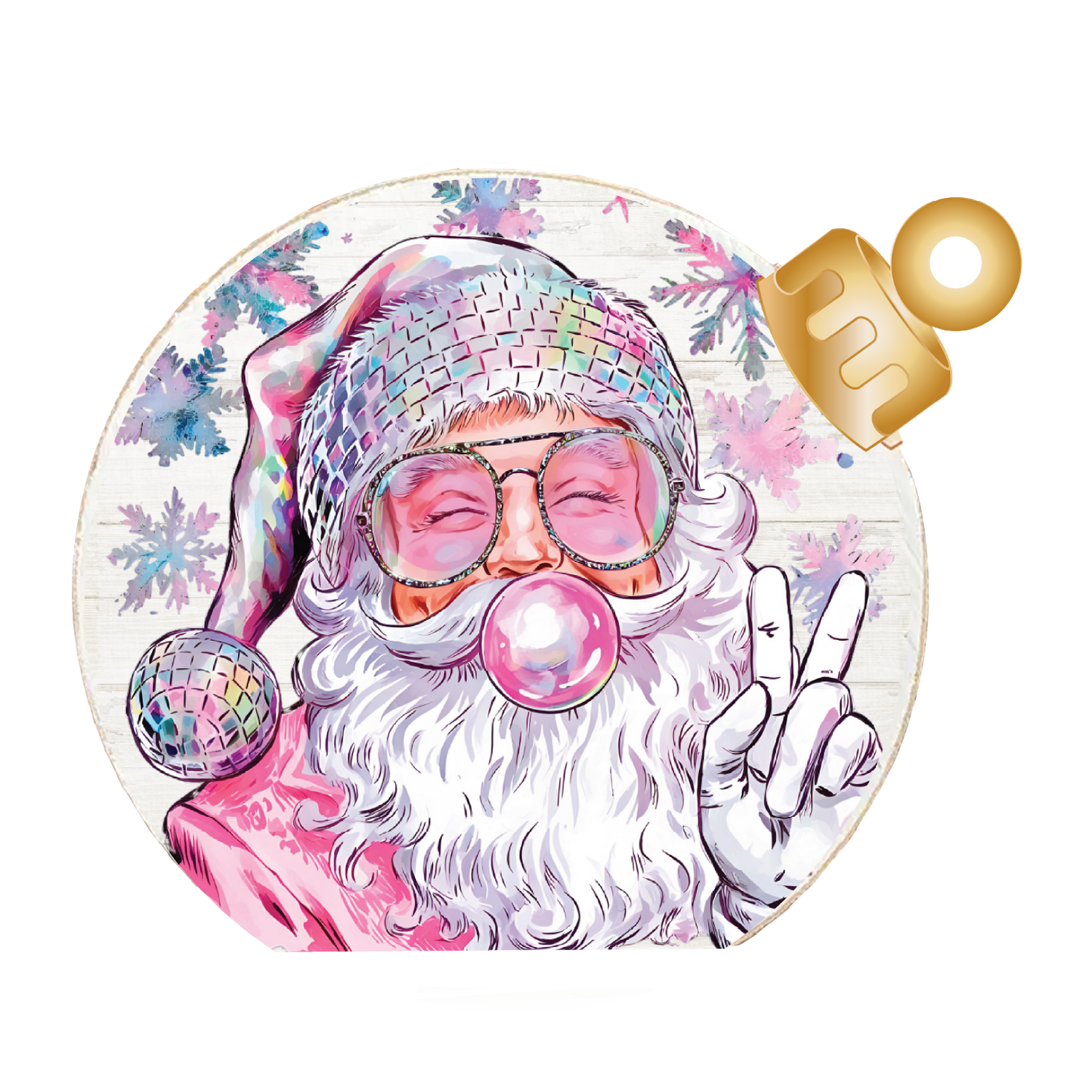 Disco Santa Bubble Gum Wood Table Top Sitter