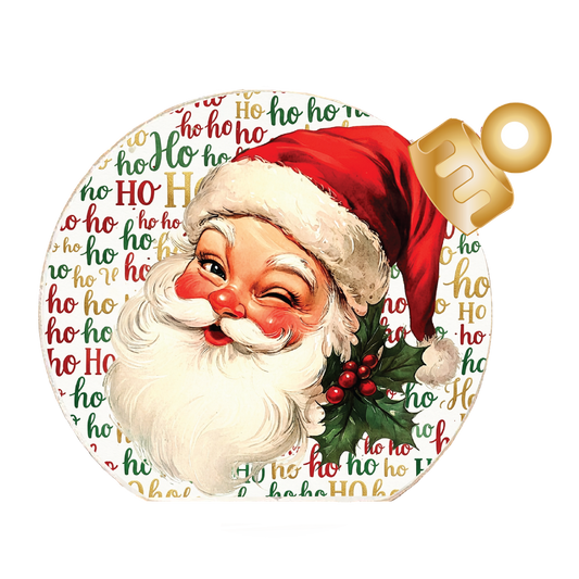 Vintage Ho Ho Ho Santa Wood Table Top Sitter