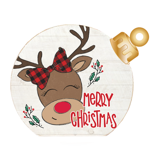 Merry Christmas Reindeer Wood Table Top Sitter