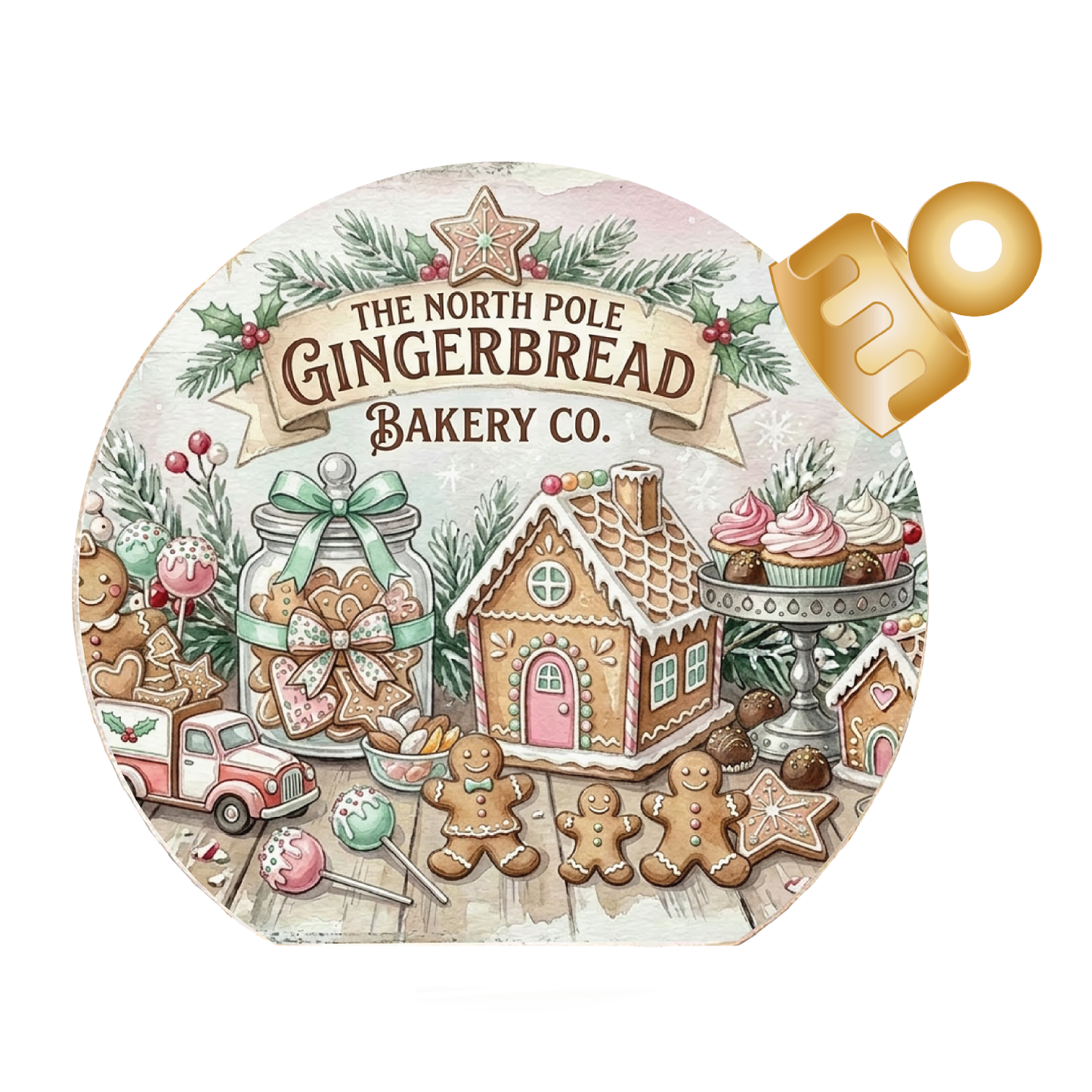 North Pole Gingerbread Bakery Wood Table Top Sitter