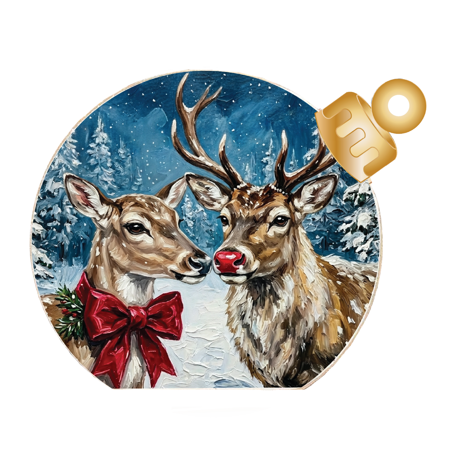 Winter Reindeer Pair Wood Table Top Sitter