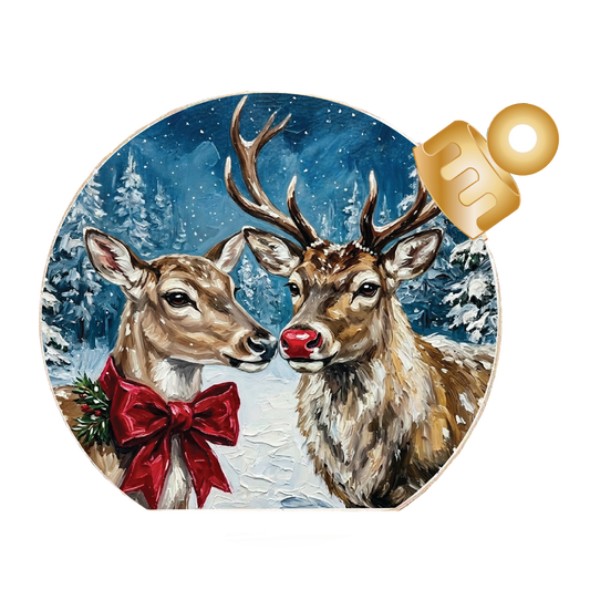 Winter Reindeer Pair Wood Table Top Sitter