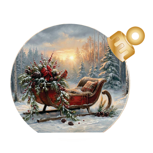 Vintage Christmas Sleigh Wood Table Top Sitter