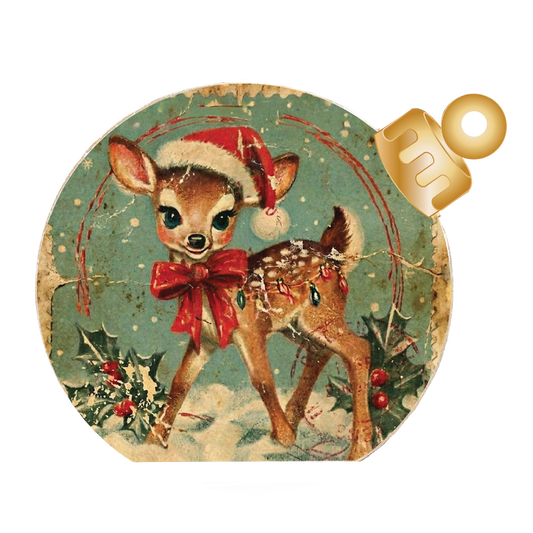 Vintage Christmas Fawn Wood Table Top Sitter